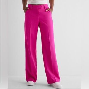 NWT Express Editor mid rise relaxed trouser pants hot pink 6
